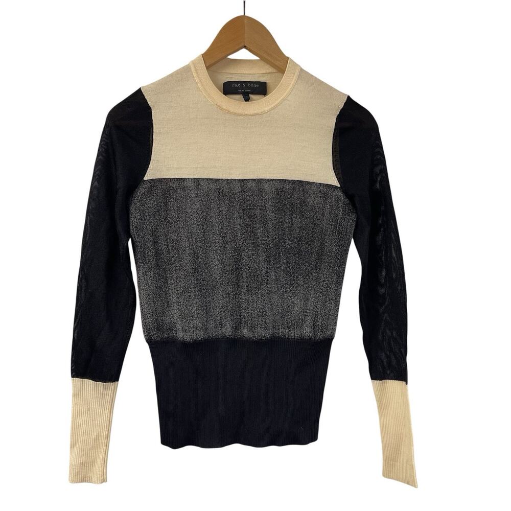 rag & bone New York Pullover Sweater Knit XXS Crewneck Ombré Colorblock